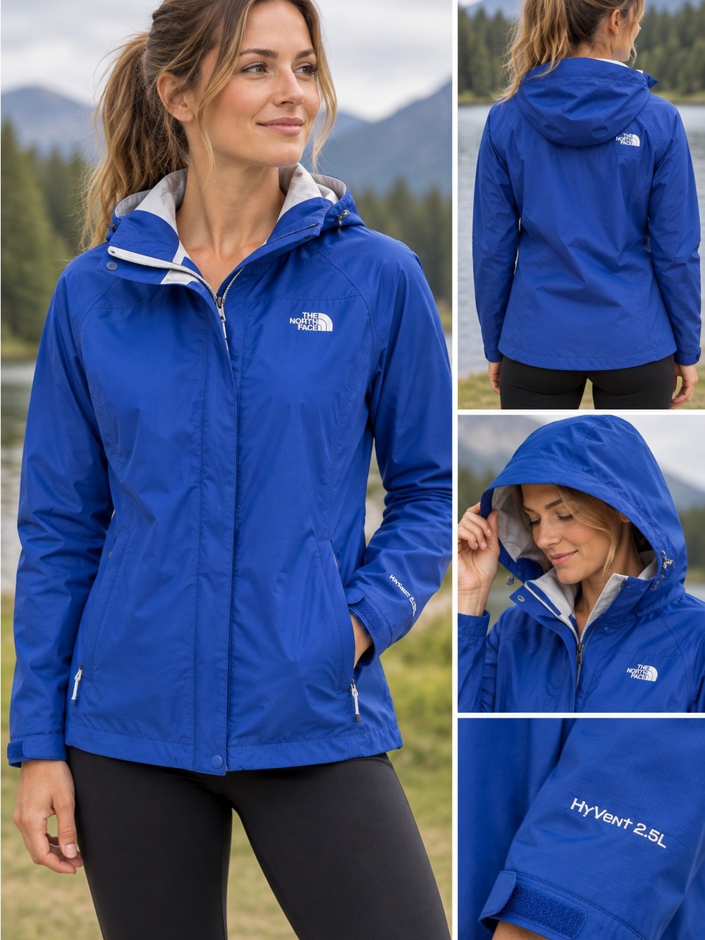 The North Face Womens Small Blue Hy/Vent 2.5L Hooded Rain Jacket Waterproof